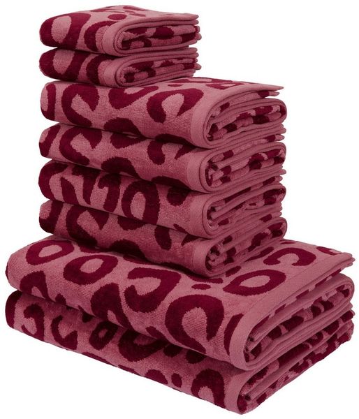 OTTO home Handtuch Set Anna Leopardenmuster, 8-tlg Handtuch-Set, 100% Baumwolle, Frottiervelours (Set, 8-St), Duschtücher, Handtücher und Gästetücher, weich, modern, Animal Print