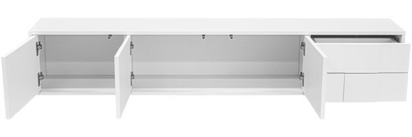 TV Lowboard 170 cm Weiß Hochglanz schwebend - Moderner Fernsehschrank grifflos wandmontierbar mit Schubladen, für Wohnzimmer Bild 8