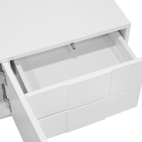 TV Lowboard 170 cm Weiß Hochglanz schwebend - Moderner Fernsehschrank grifflos wandmontierbar mit Schubladen, für Wohnzimmer Bild 9