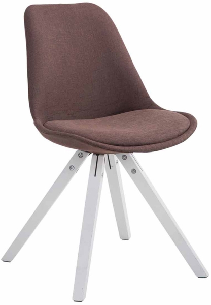 CLP 4 x Besucherstühle Toulouse Stoff Square mit Sitzpolster und eckigen Holzbeinen,braun weiß Bild 3