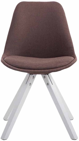 CLP 4 x Besucherstühle Toulouse Stoff Square mit Sitzpolster und eckigen Holzbeinen,braun weiß Bild 4