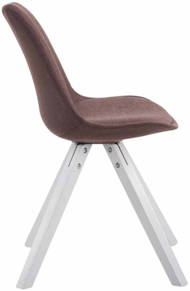 CLP 4 x Besucherstühle Toulouse Stoff Square mit Sitzpolster und eckigen Holzbeinen,braun weiß Bild 5