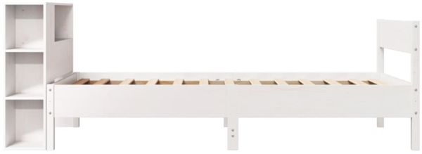 vidaXL Massivholzbett mit Regal ohne Matratze Weiß 100x200 cm Kiefer 3322964 Bild 4