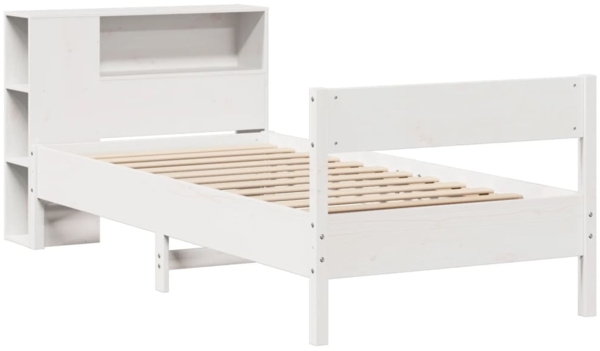 vidaXL Massivholzbett mit Regal ohne Matratze Weiß 100x200 cm Kiefer 3322964 Bild 2