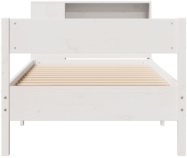 vidaXL Massivholzbett mit Regal ohne Matratze Weiß 100x200 cm Kiefer 3322964 Bild 3