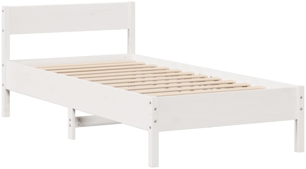 vidaXL Massivholzbett mit Regal ohne Matratze Weiß 100x200 cm Kiefer 3322964 Bild 7