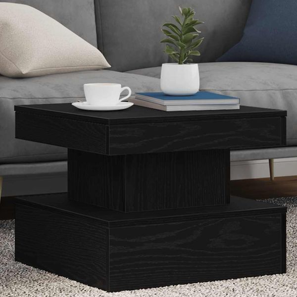 vidaXL Couchtisch mit LED-Leuchten Schwarz Eichen-Optik 50x50x40 cm 862255