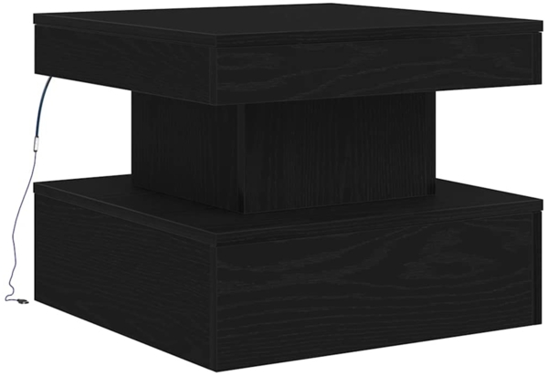 vidaXL Couchtisch mit LED-Leuchten Schwarz Eichen-Optik 50x50x40 cm 862255