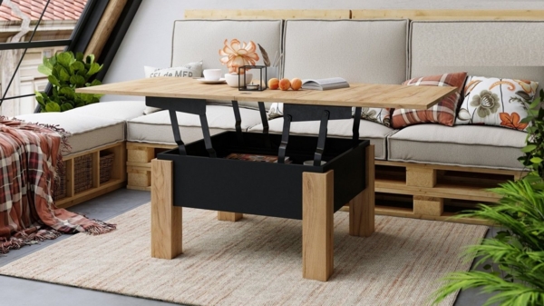 designimpex Couchtisch Design Oslo Tisch höhenverstellbar aufklappbar Esstisch Bild 2