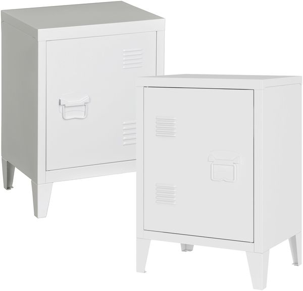 Nachtschrank Inari 2er Set Türgriff rechts und links Weiß [en. casa]