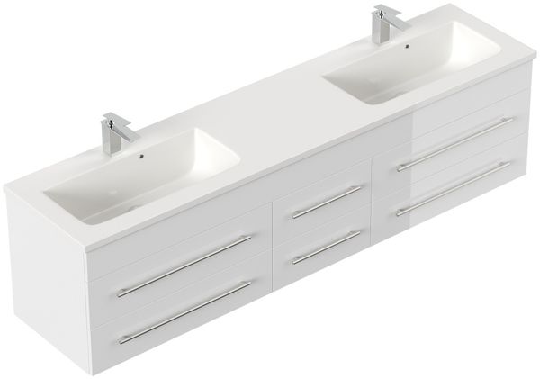 Badmöbel Colossos 200 SoftClose weiss hochglanz : Weiss hochglanz