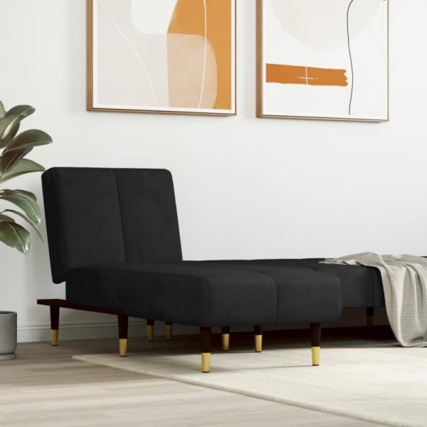 Chaiselongue Schwarz Samt (Farbe: Schwarz)