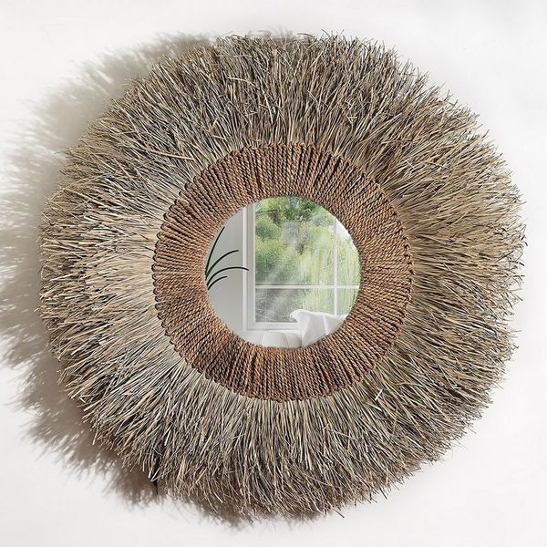 More2Home Dekospiegel XXL-Wandspiegel BOHO, Pandangras, rund ca. 130 cm