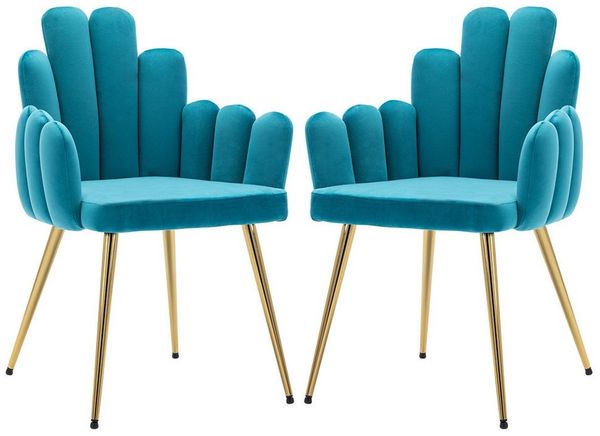 WAHSON OFFICE CHAIRS Esszimmerstuhl 2/4er Set, Samt/Kunstfell Polsterstuhl Muschel Sessel Küchenstuhl (2 St)