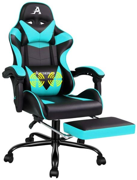 ALFORDSON Gaming-Stuhl Ergonomischer Racing Gaming-Bürostuhl, neigbar und höhenverstellbar, mit gepolsterter Fußstütze, 180 kg Tragkraft