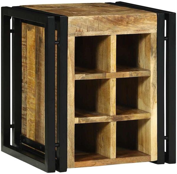 vidaXL Weinregal Braun und Schwarz 35 x 35 x 39 cm Massivholz Mango 4016754