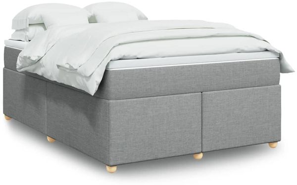 vidaXL Boxspringbett mit Matratze Hellgrau 140x190 cm Stoff 3285373