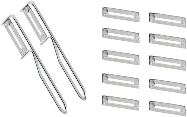 2 Stück Fackelmann - Universal-Sparschäler/Pendelschäler inkl. 10er Pack Ersatzklingen, ideal für Spargel, Obst und Gemüse, Edelstahl/Stahl - Silber