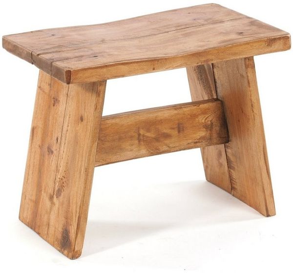 DESIGN DELIGHTS RUSTIKALES SITZBÄNKCHEN SCHEMEL 40" | Mahagoni, massiv, 40 x 31 x 25 cm (BxHxT) | Fußhocker, Dekohocker aus Holz | Farbe: 08 honigfarben gewachst