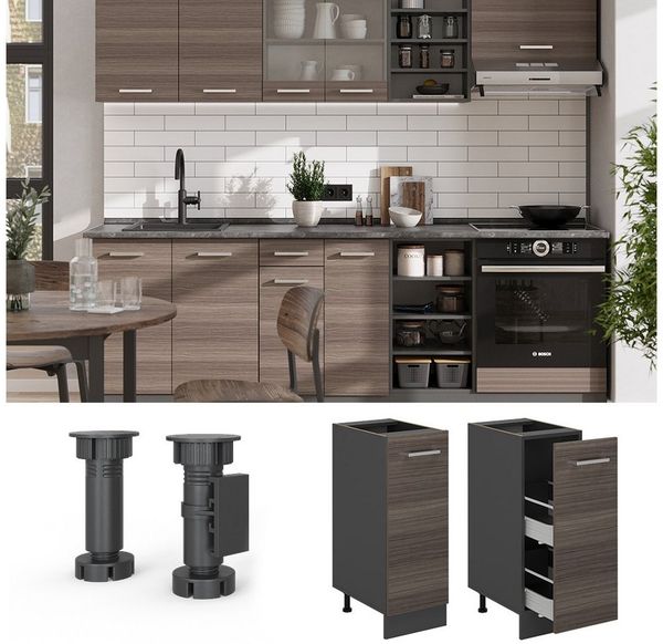 Apothekerschrank R-Line Edelgrau 30 cm ohne Arbeitsplatte Vicco Bild 2