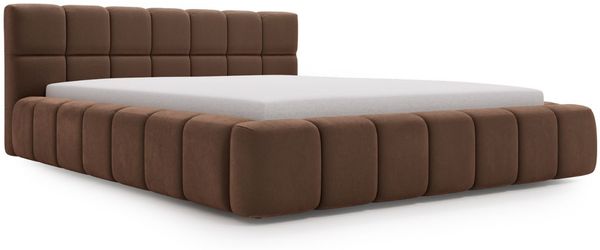 GRAINGOLD Alicante Doppelbett 120x200, Polsterbett mit Bettkasten und Kopfteil, Velour-Stoff, Braun Bild 2