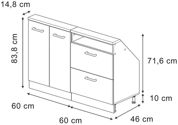 Küchenschrank für Dachschrägen R-Line Anthrazit-Gold 120 cm 2er Set Vicco Bild 2