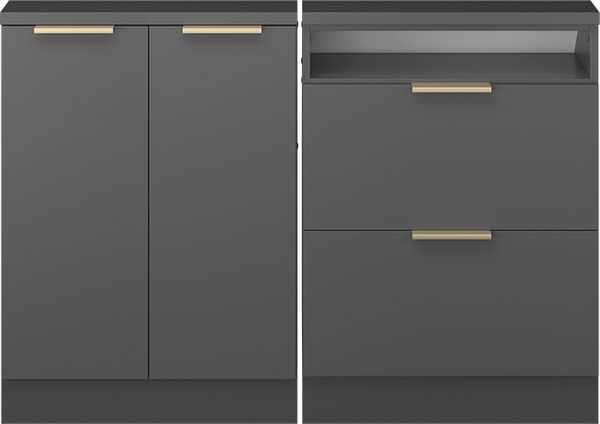 Küchenschrank für Dachschrägen R-Line Anthrazit-Gold 120 cm 2er Set Vicco Bild 3