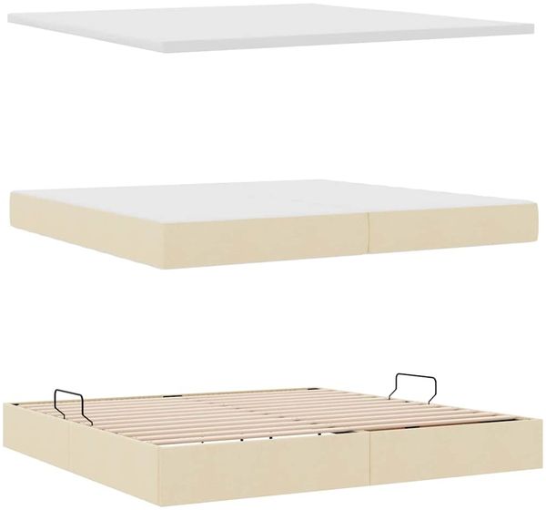 vidaXL Aufbewahrungsbett mit Matratze Creme 200 x 200 cm Stoff 3371743 Bild 8