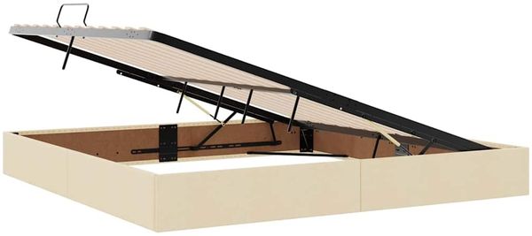 vidaXL Aufbewahrungsbett mit Matratze Creme 200 x 200 cm Stoff 3371743 Bild 6