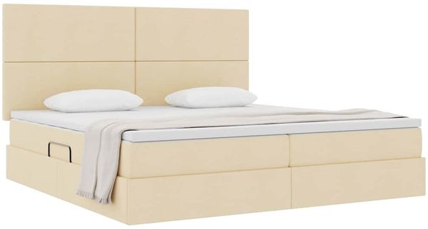 vidaXL Aufbewahrungsbett mit Matratze Creme 200 x 200 cm Stoff 3371743 Bild 3