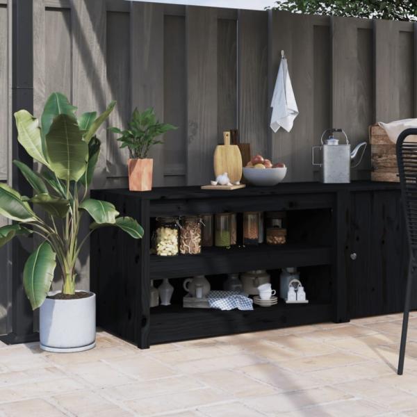 vidaXL Outdoor-Küchenschrank Schwarz 106x55x64 cm Massivholz Kiefer 832335