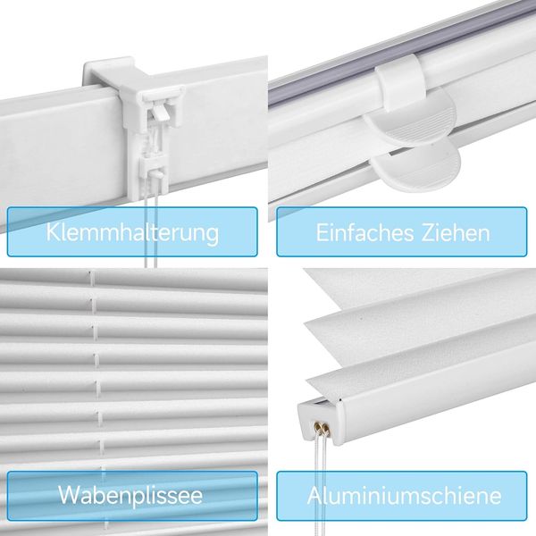 Sekey Plissee Faltrollo Klemmfix ohne Bohren Weiß 40x120cm Bild 3