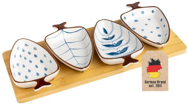 Intirilife Dipschale, Keramik, (Set, 5-tlg), Keramik Dip-Schalen Set 4 Schälchen Schüsseln für Dips und Snacks