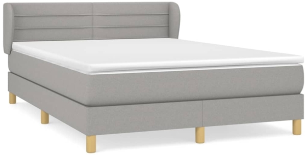 Doppelbett, Polsterbett mit Matratze Hellgrau 140x190 cm Stoff Hellgrau 140x190 cm