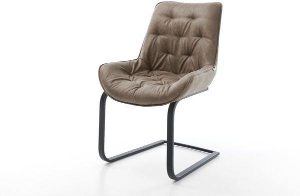 Freischwinger Taimi-Flex Mikrofaser Taupe Vintage Freischwinger flach Schwarz