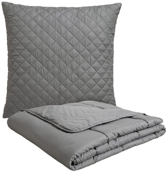 OTTO home Microfaserbettdecke + Microfaserkissen Clarra Spar Set, Decke + Kissen 135x200, 155x200 cm & weitere Größen, Set mit Kissen 40x80 cm, 80x80 cm, Sommer, Herbst, Winter in grau