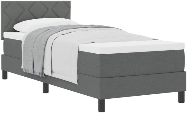 vidaXL Boxspringbett mit Kopfteil Dunkelgrau 80 x 200 cm Stoff 3338721 Bild 2