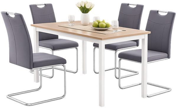 HTI-Line Freischwinger Schwingstuhl KellyC Grau 4er (Set, 4 St), Freischwinger Esszimmerstuhl