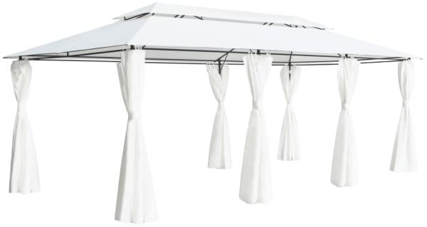 vidaXL Pavillon mit Vorhängen 600x298x270 cm Weiß 180g/m² 310073