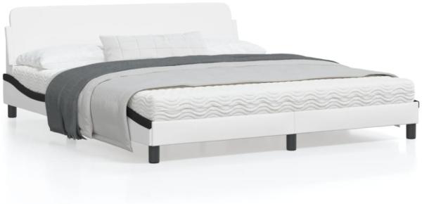 vidaXL Bettgestell "Dover" Weiß und Schwarz 180x200 cm Kunstleder 373244