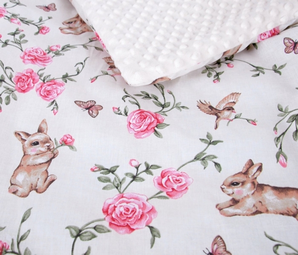 Babydecke BABYLUX Babydecke Krabbeldecke MINKY Kuscheldecke 75x100 cm+KISSEN, BabyLux, K140 - Zauberhafte Rosenhüpfer Bild 3