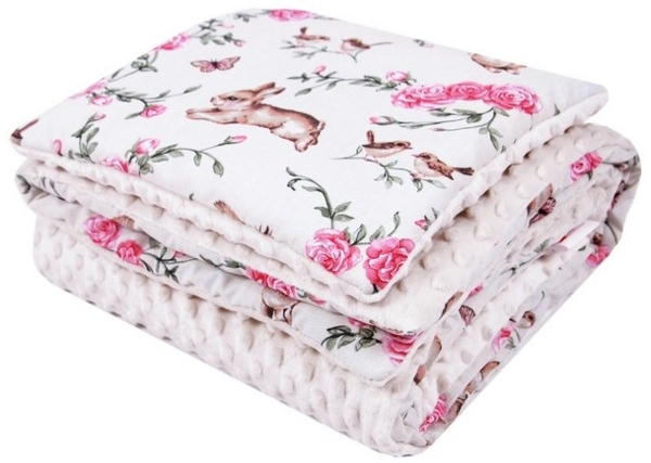 Babydecke BABYLUX Babydecke Krabbeldecke MINKY Kuscheldecke 75x100 cm+KISSEN, BabyLux, K140 - Zauberhafte Rosenhüpfer Bild 4