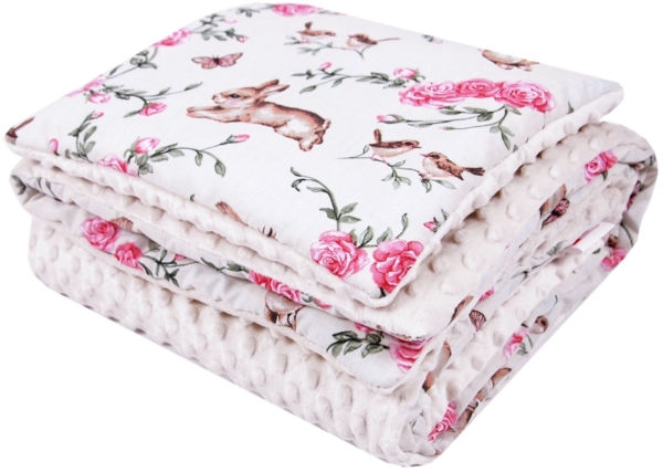 Babydecke BABYLUX Babydecke Krabbeldecke MINKY Kuscheldecke 75x100 cm+KISSEN, BabyLux, K140 - Zauberhafte Rosenhüpfer Bild 2