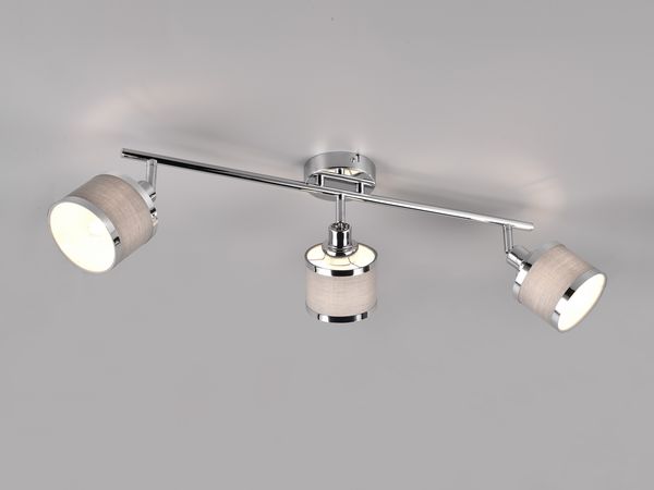 Deckenstrahler AROSA 3-flammig mit Stoffschirmen Grau, Breite 80cm