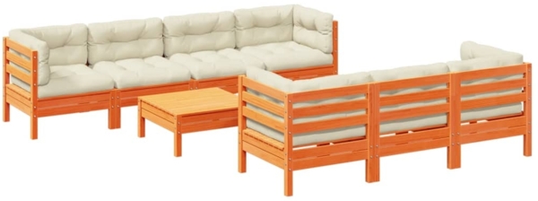 vidaXL 8-tlg. Garten-Sofagarnitur mit Kissen Wachsbraun Kiefernholz 3299328