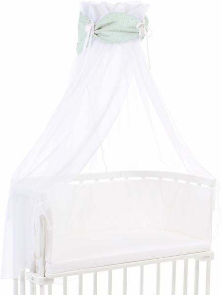 babybay Himmel Organic Cotton Royal mit Schleife passend für alle Modelle, mint Glitzerpunkte gold