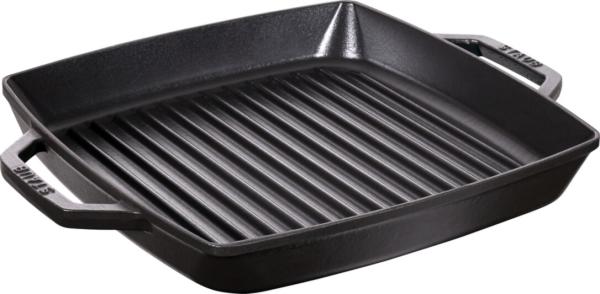 STAUB Gusseisen Grillpfanne mit zwei Griffen, Induktionsgeeignet, Quadratisch, Schwarz, 28 cm