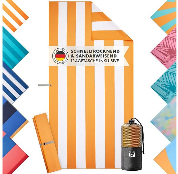 Blumtal Reisehandtuch Strandhandtuch 90x180 cm aus Mikrofaser - kompakt & schnelltrocknend, sandfrei mit Band - Mikrofaser Handtuch groß mit Wellen-Muster