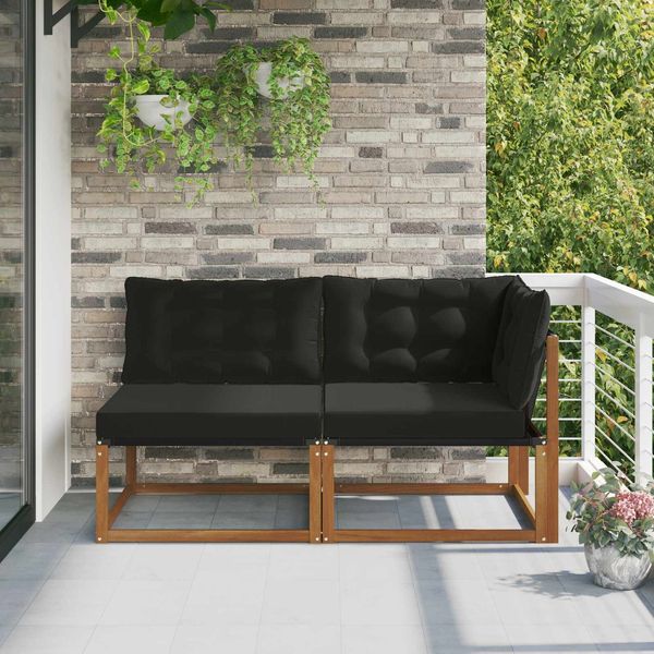 vidaXL Outdoor Mittel- und Ecksofa mit Kissen 7 Stück Natur 900651