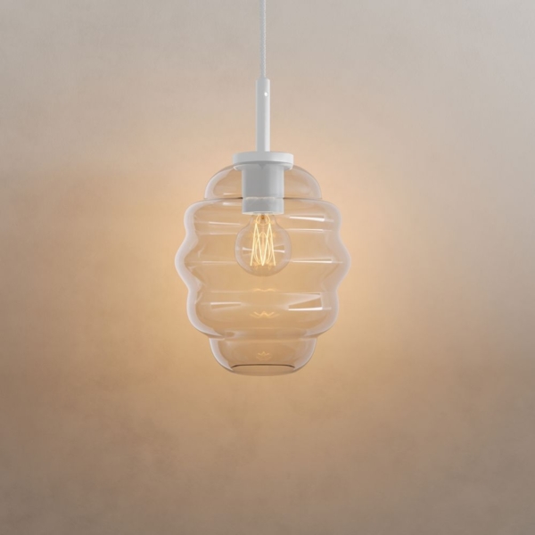 s.luce Echos Glas Galerie-Pendelleuchte Aufhängung 500cm Weiß Klar Ø 18cm